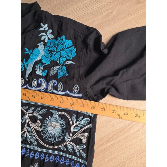 Johnny Was Embroidered Kimono Sleeve Shirt Small lightweight flowy cottagecore - Picture 7 of 14